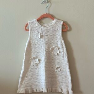 Zara White Knit Dress with Floral Appliqués